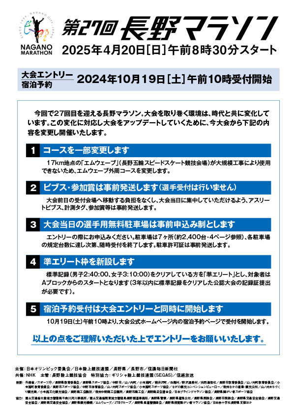 第27回長野マラソン募集要項